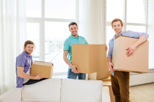 Careful wrapping and labelling of household items during a Docklands relocation