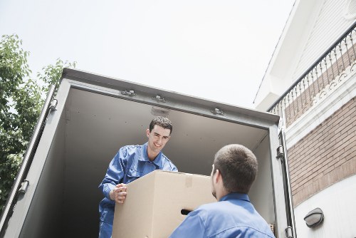 Office furniture and equipment prepared for a Docklands business move