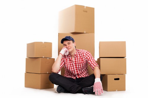 Furniture being carried through a Docklands residential building